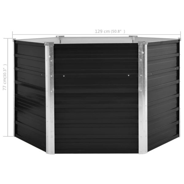 Canteiro elevado jardim aço galvanizado 129x129x77 cm antracite - Image 5