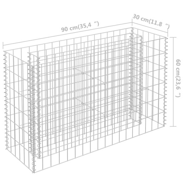 Canteiro elevado/cesto gabião 90x30x60 cm aço galvanizado - Image 7