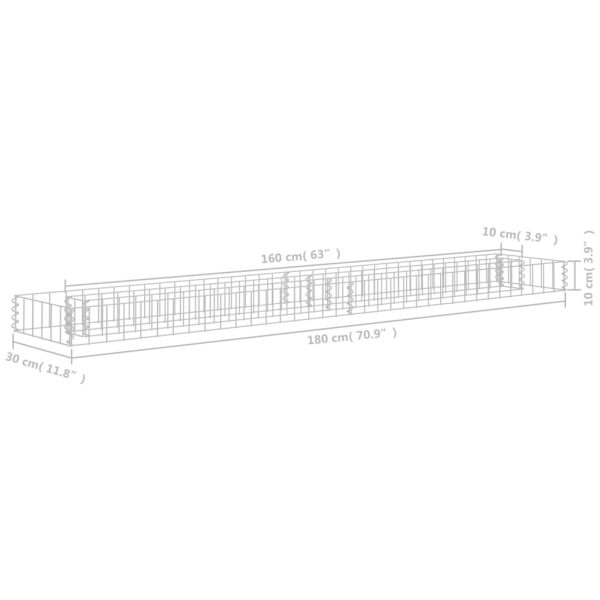Canteiro elevado/cesto gabião 180x30x10 cm aço galvanizado - Image 6
