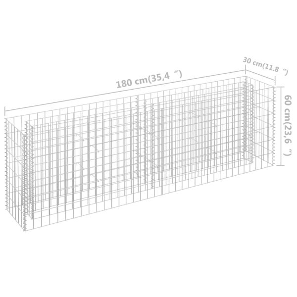 Canteiro elevado/cesto gabião 180x30x60 cm aço galvanizado - Image 7