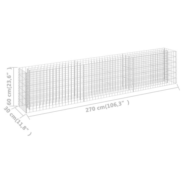 Canteiro elevado/cesto gabião 270x30x60 cm aço galvanizado - Image 7