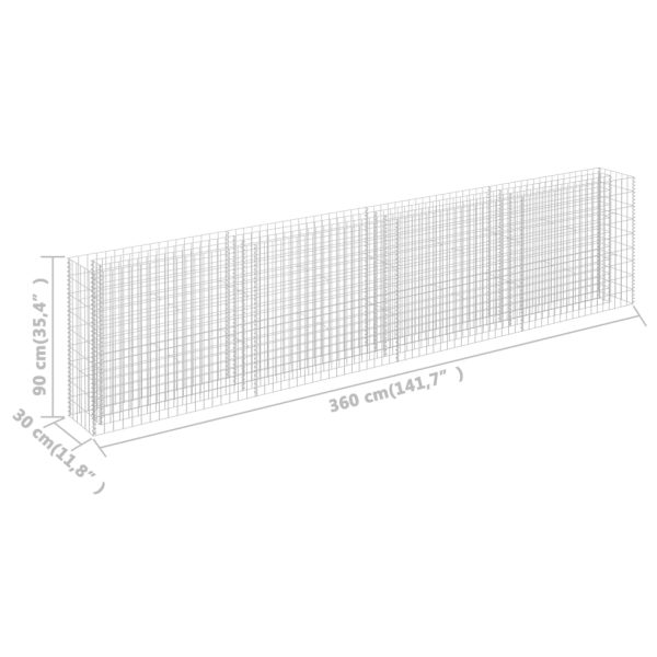 Canteiro elevado/cesto gabião 360x30x90 cm aço galvanizado - Image 7