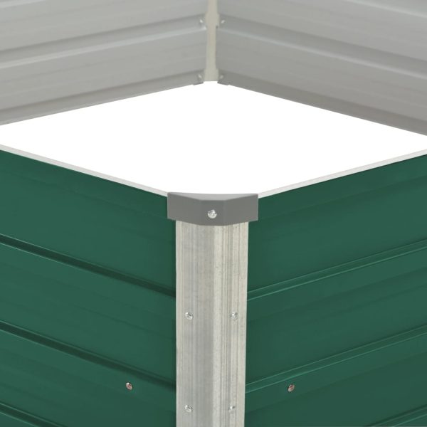 Canteiro de jardim elevado 129x129x46 cm aço galvanizado verde - Image 4