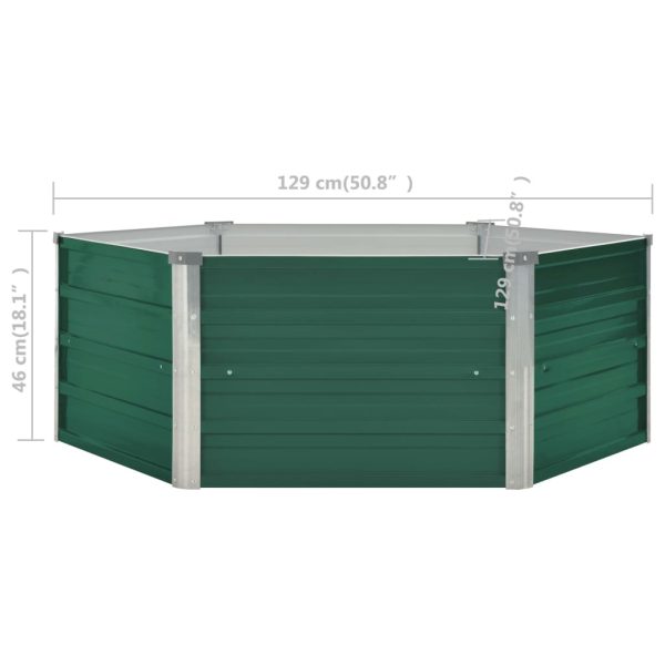 Canteiro de jardim elevado 129x129x46 cm aço galvanizado verde - Image 6