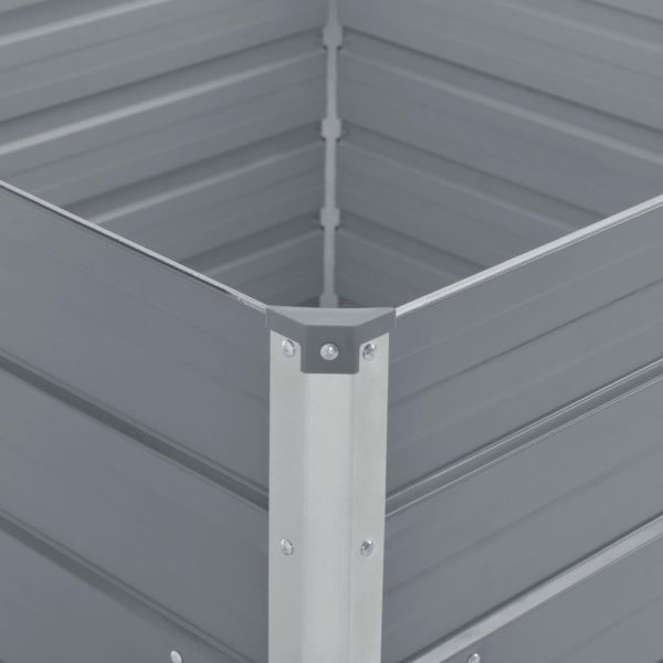 Canteiro jardim elevado 100x100x45 cm aço galvanizado cinzento - Image 4