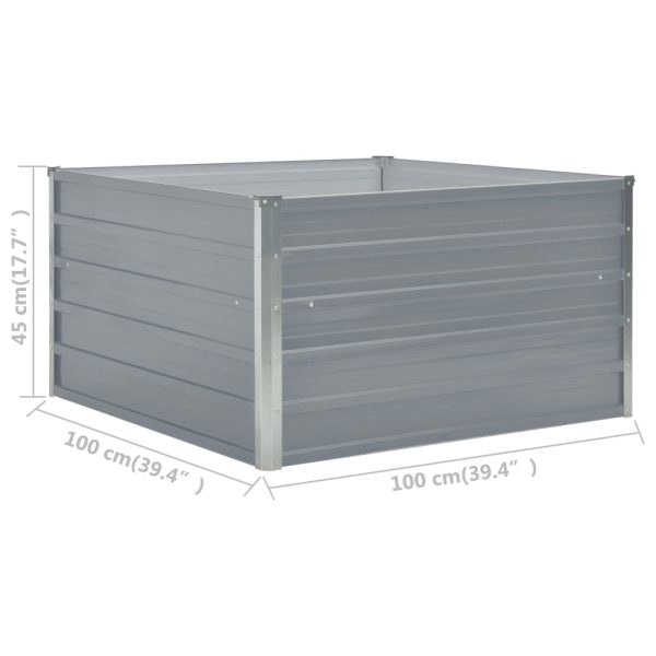 Canteiro jardim elevado 100x100x45 cm aço galvanizado cinzento - Image 6