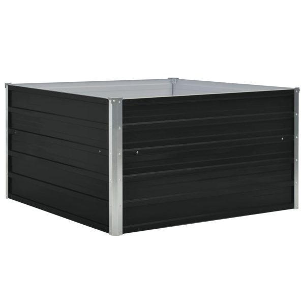 Canteiro jardim elevado 100x100x45 cm aço galvanizado antracite - Image 2