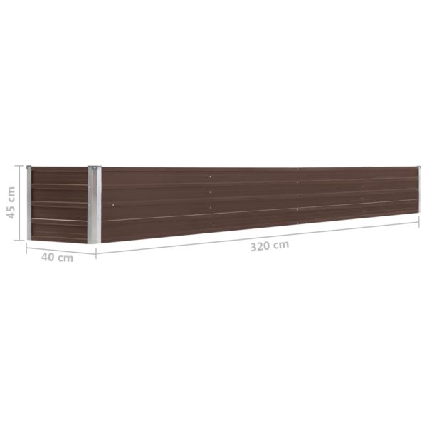 Canteiro elevado jardim aço galvanizado 320x40x45 cm castanho - Image 6