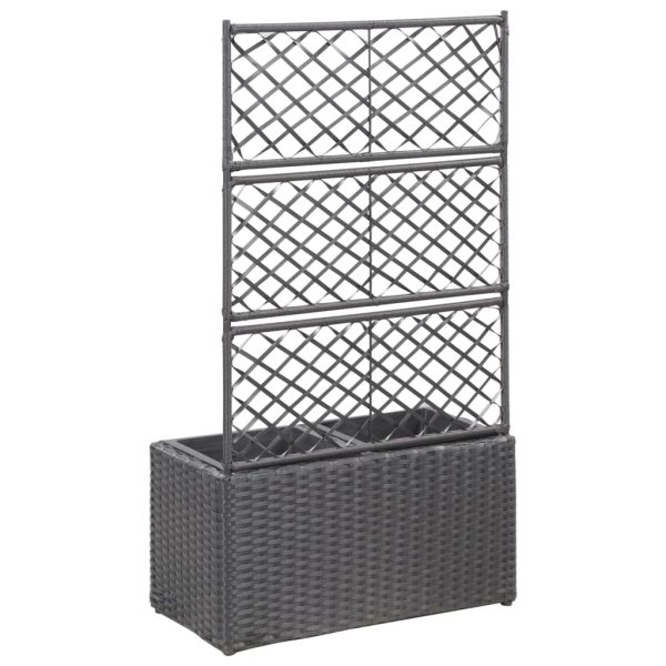 Floreira com treliça e 2 vasos 58x30x107 cm vime PE preto - Image 3