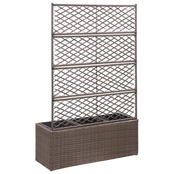 Floreira com treliça e 3 vasos 83x30x130 cm vime PE castanho - Image 3