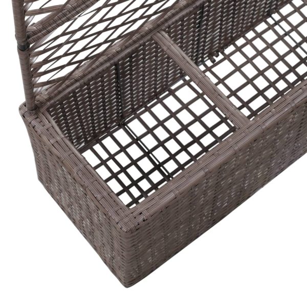 Floreira com treliça e 3 vasos 83x30x130 cm vime PE castanho - Image 6