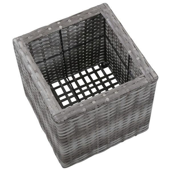 Vasos para jardim elevados 3 pcs vime PE cinzento - Image 11