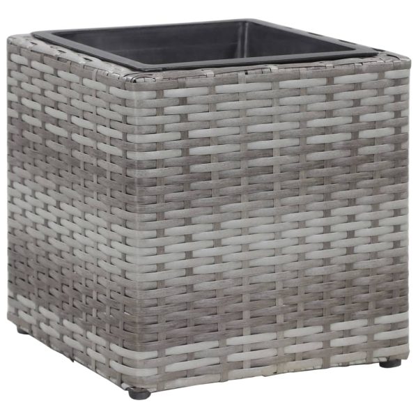 Vasos para jardim elevados 3 pcs vime PE cinzento - Image 10