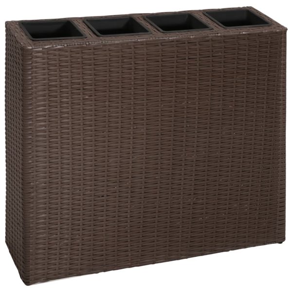 Floreira de jardim com 4 vasos 2 pcs vime PE castanho - Image 2