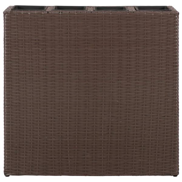 Floreira de jardim com 4 vasos 2 pcs vime PE castanho - Image 3
