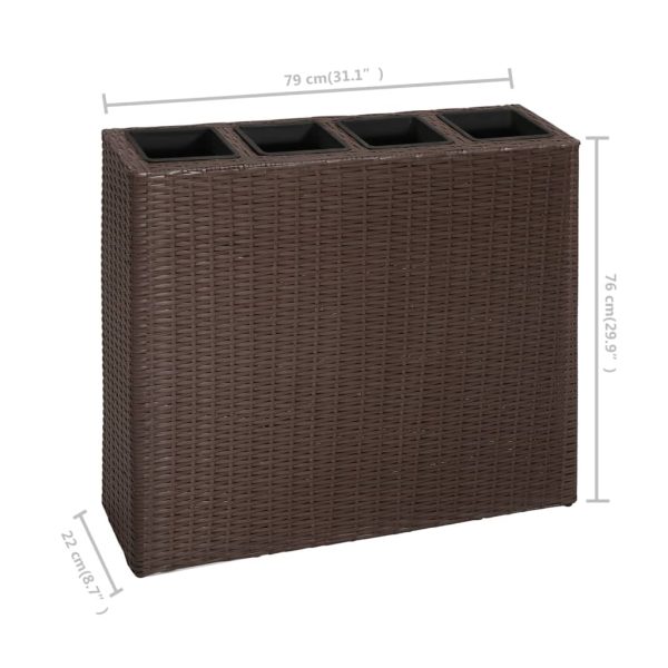 Floreira de jardim com 4 vasos 2 pcs vime PE castanho - Image 7