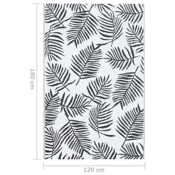 Tapete de exterior 120x180 cm PP branco e preto - Image 7
