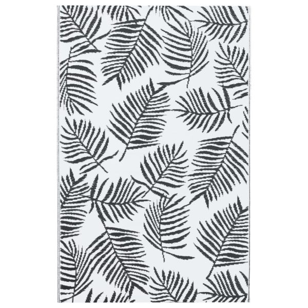 Tapete de exterior 160x230 cm PP branco e preto - Image 2