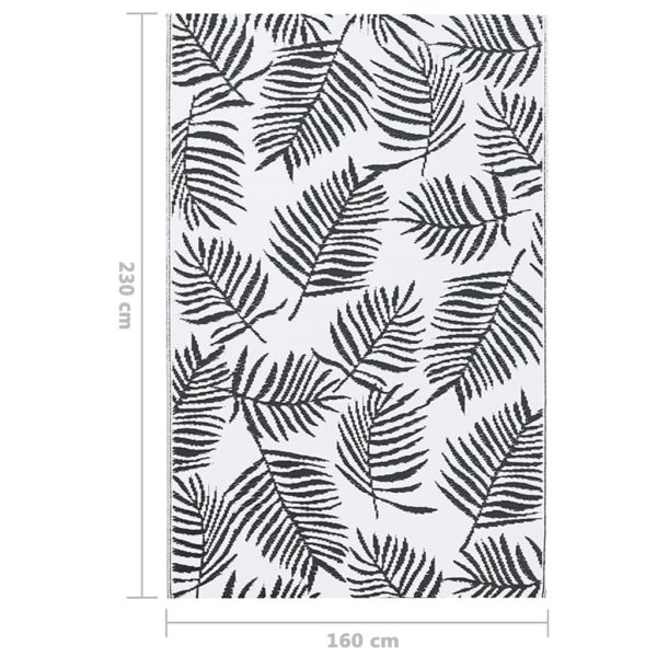 Tapete de exterior 160x230 cm PP branco e preto - Image 7