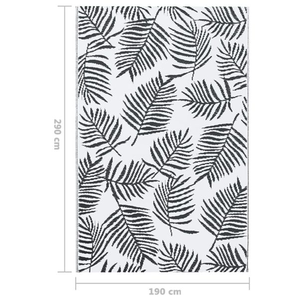Tapete de exterior 190x290 cm PP branco e preto - Image 7