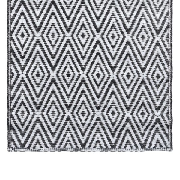 Tapete de exterior 160x230 cm PP branco e preto - Image 4