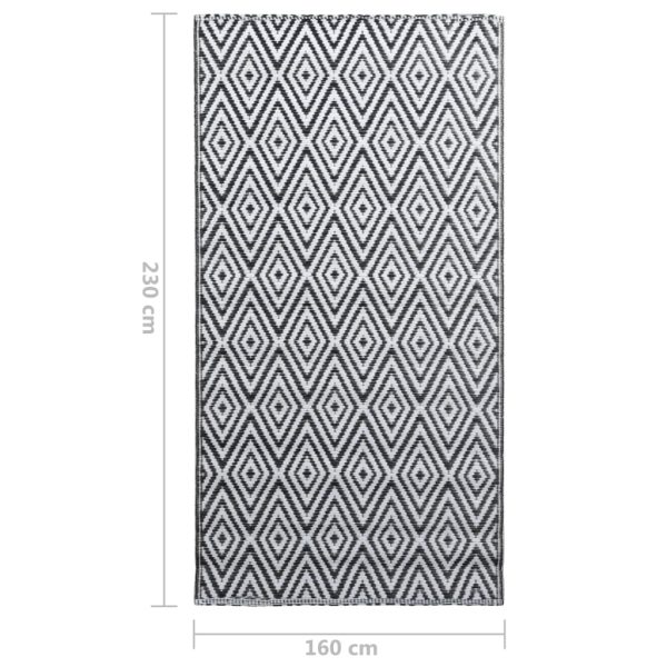 Tapete de exterior 160x230 cm PP branco e preto - Image 7