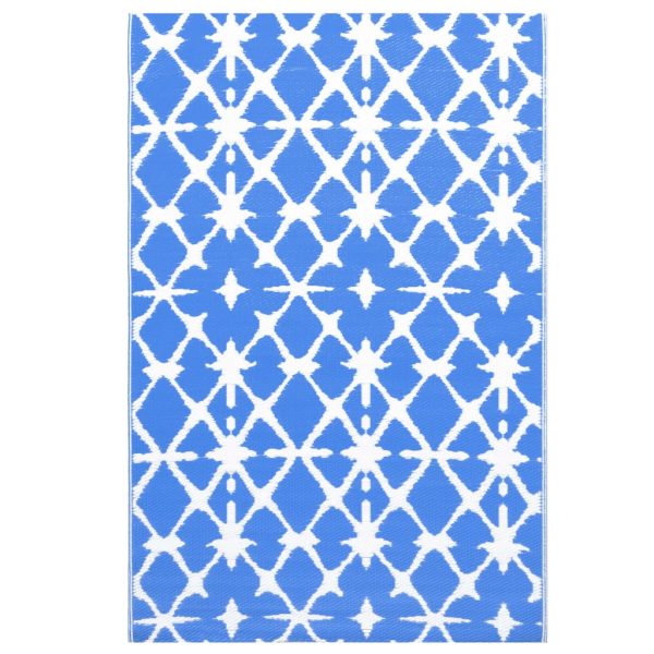 Tapete de exterior 160x230 cm PP azul e branco - Image 2