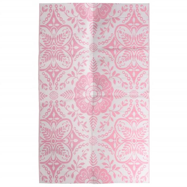 Tapete de exterior 160x230 cm PP cor-de-rosa