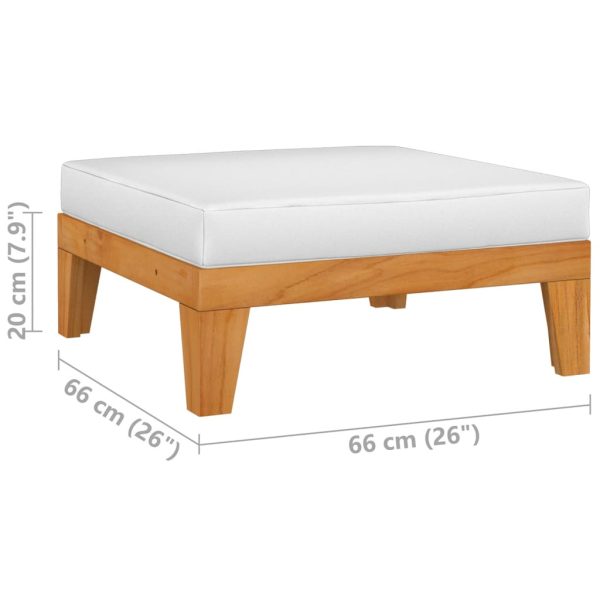 Apoio de pés seccional c/ almofadão branco nata acácia maciça - Image 6