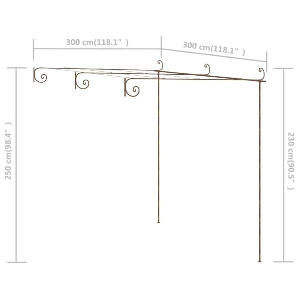 Pérgola de jardim 3x3x2,5 m ferro castanho antigo - Image 7