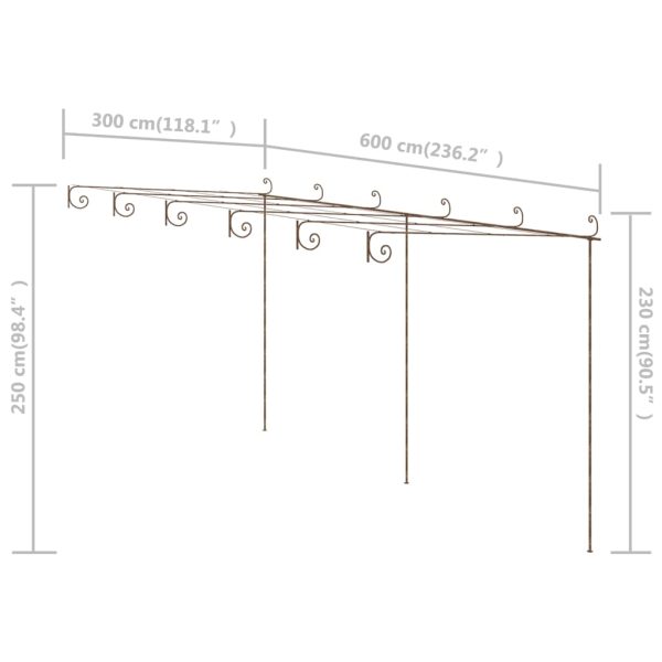 Pérgola de jardim 6x3x2,5 m ferro castanho antigo - Image 7