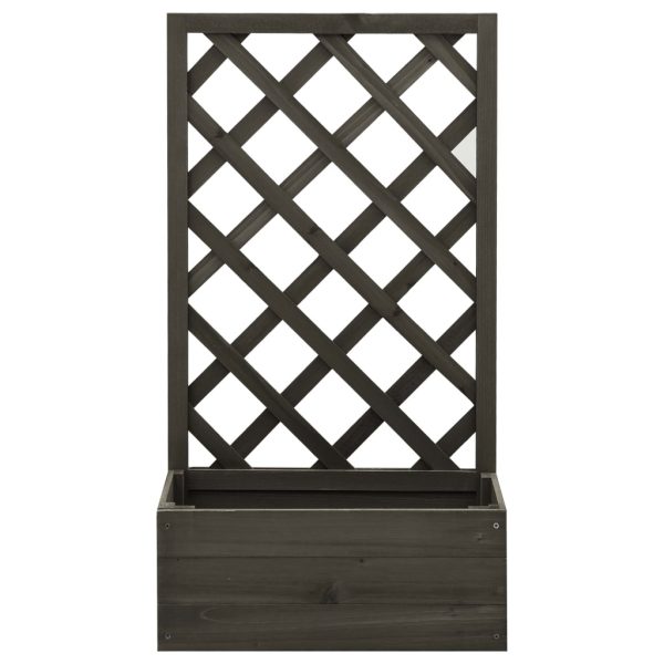 Vaso com treliça para jardim 50x25x90 cm abeto maciço cinzento - Image 2