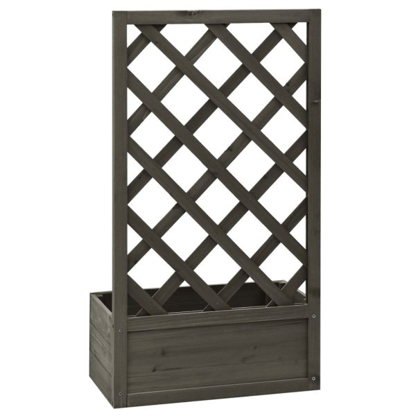 Vaso com treliça para jardim 50x25x90 cm abeto maciço cinzento - Image 4