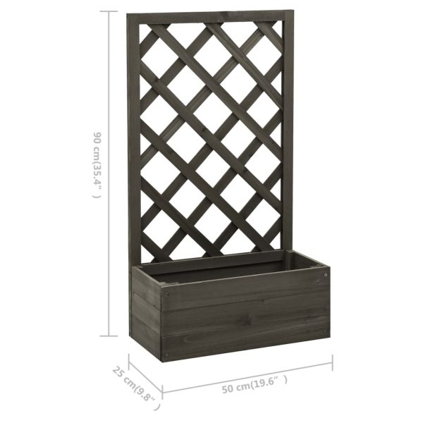 Vaso com treliça para jardim 50x25x90 cm abeto maciço cinzento - Image 6