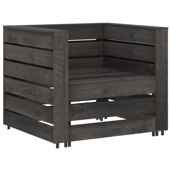 2 pcs conjunto lounge jardim em paletes pinho impregnado cinza - Image 2