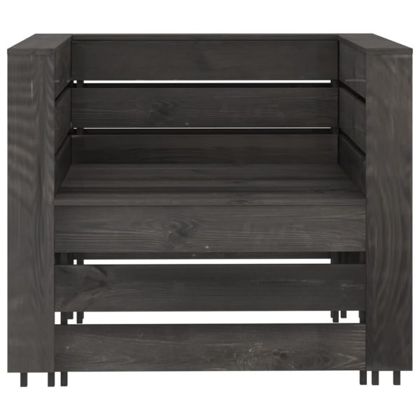 2 pcs conjunto lounge jardim em paletes pinho impregnado cinza - Image 3