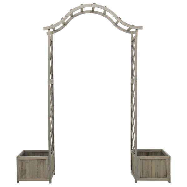 Pérgola de jardim com vasos madeira de abeto maciça cinzento - Image 2
