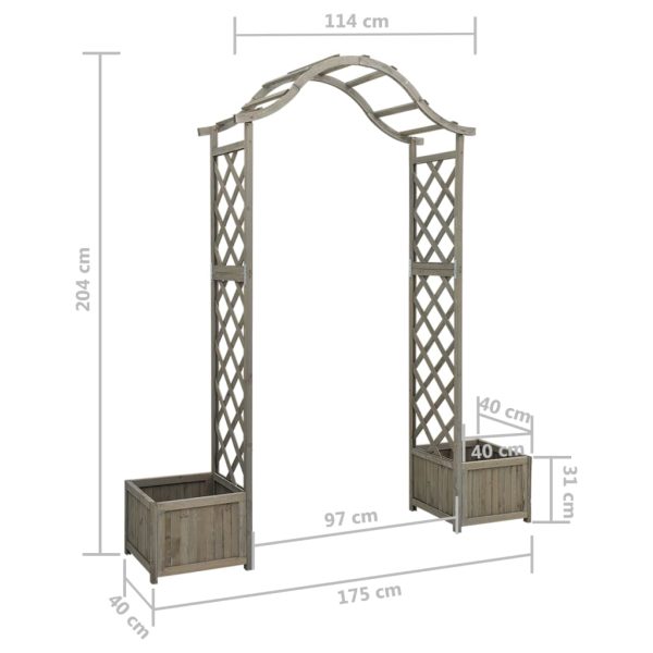 Pérgola de jardim com vasos madeira de abeto maciça cinzento - Image 5