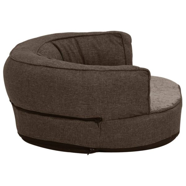 Cama para cães ergonómica 60x42cm aspeto linho pelúcia castanho - Image 5