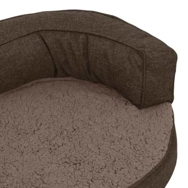 Cama para cães ergonómica 60x42cm aspeto linho pelúcia castanho - Image 7