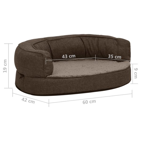 Cama para cães ergonómica 60x42cm aspeto linho pelúcia castanho - Image 8