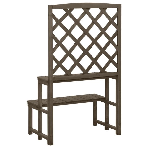 Suporte de plantas c/ treliça 70x42x115cm abeto maciço cinzento - Image 4