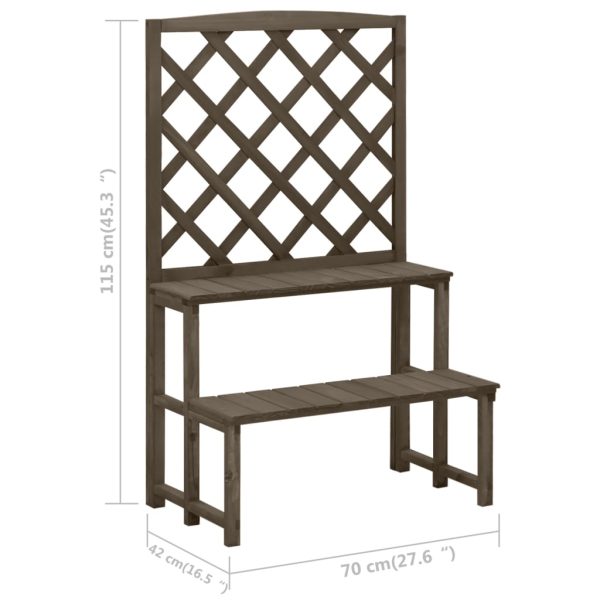 Suporte de plantas c/ treliça 70x42x115cm abeto maciço cinzento - Image 6