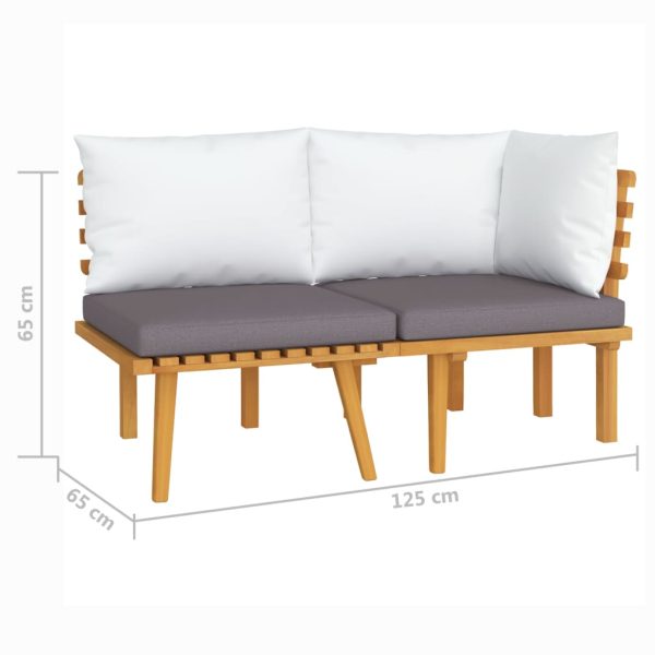 2 pcs conjunto lounge de jardim c/ almofadões acácia maciça - Image 7