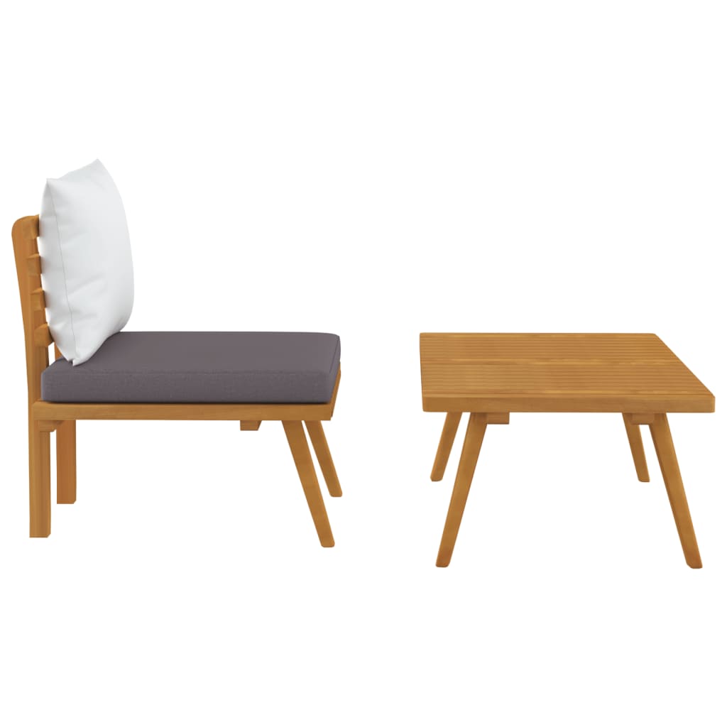 2 pcs conjunto lounge de jardim c/ almofadões acácia maciça - Image 4
