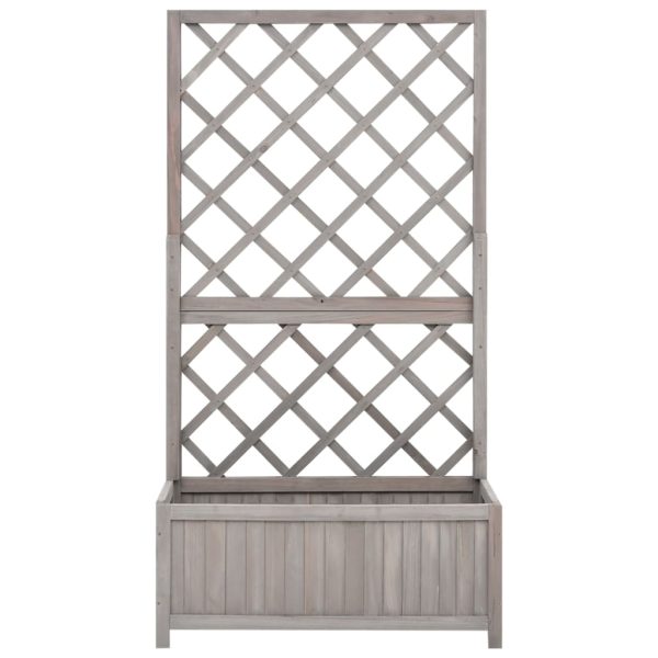 Vaso com treliça para jardim 70x30x135 cm abeto maciço cinzento - Image 2