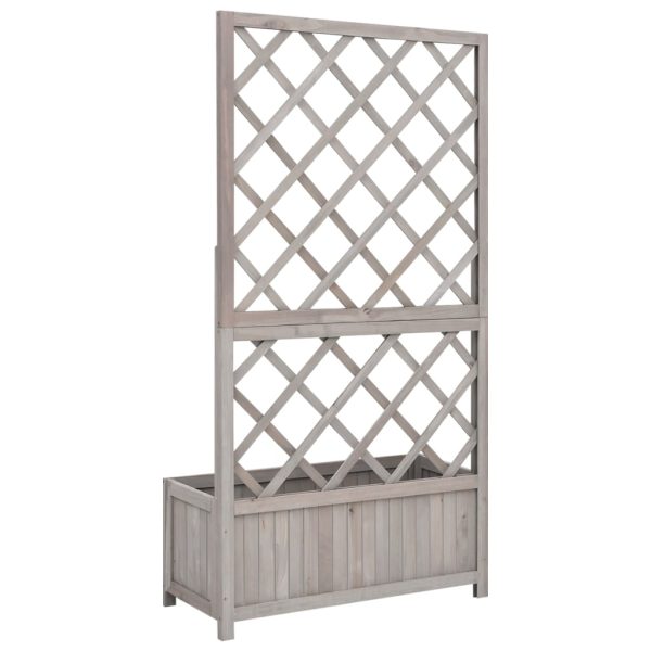 Vaso com treliça para jardim 70x30x135 cm abeto maciço cinzento - Image 4