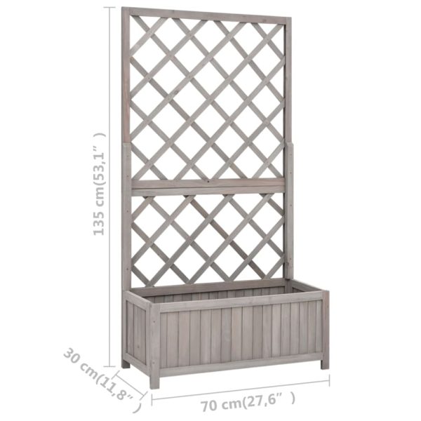 Vaso com treliça para jardim 70x30x135 cm abeto maciço cinzento - Image 7