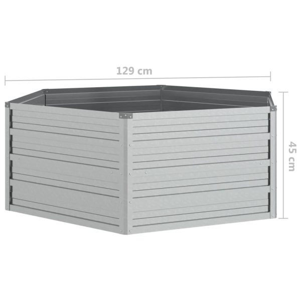 Canteiro elevado de jardim 129x45 cm aço galvanizado prateado - Image 6
