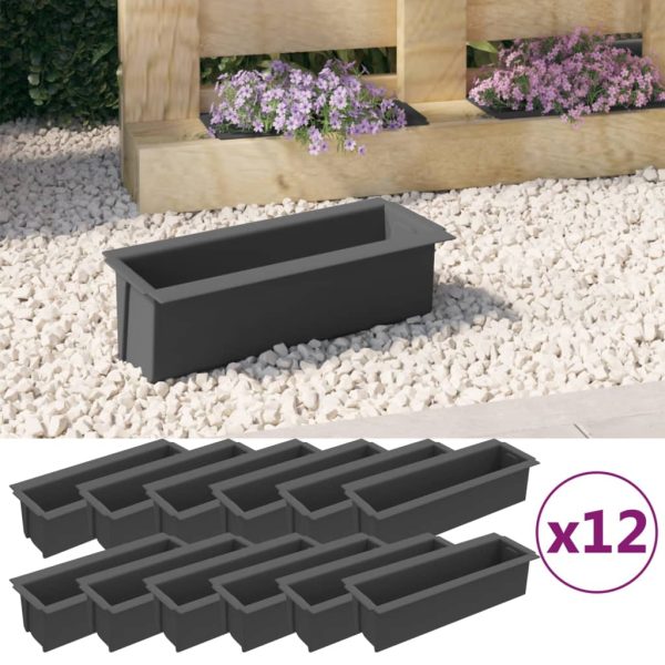 Floreiras para paletes Euro 12 pcs 36x13,5x9,5 cm PP cinzento - Image 2